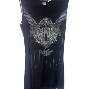 Harley-Davidson Black and Silver  Graphic embellishment Tank Top